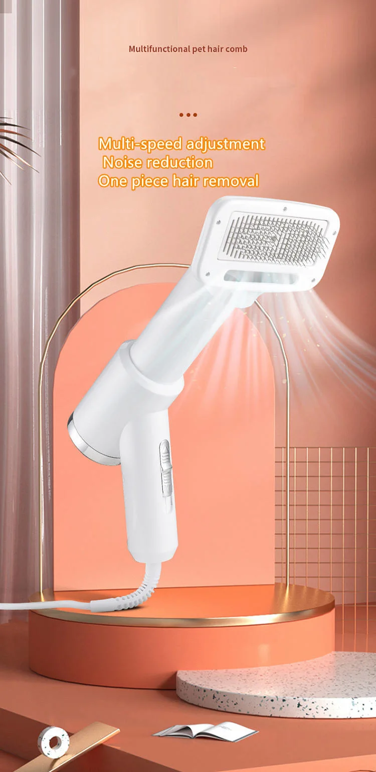 Pet Grooming Cleaning Electric Hair Dryer Slicker Brush Dog Cat Combing Pet Massage Electric Hot Air Comb Tool